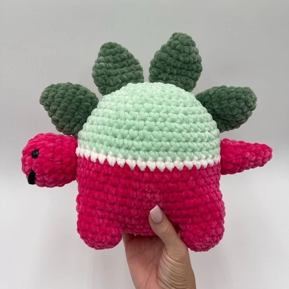 Melonosaurus Amigurumi Handmade Plush Dinosaur Colorful Soft - Picture 2 of 11
